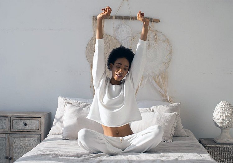 Woman Who Got a Good Night Sleep, Waking Up Refreshed